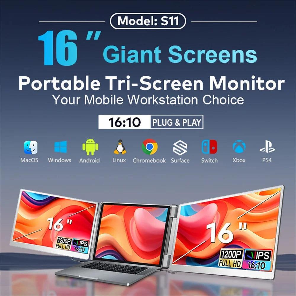 Rospider — מרחיב מסכים כפול ללפטופ | ‏2× מסכי IPS Full HD
