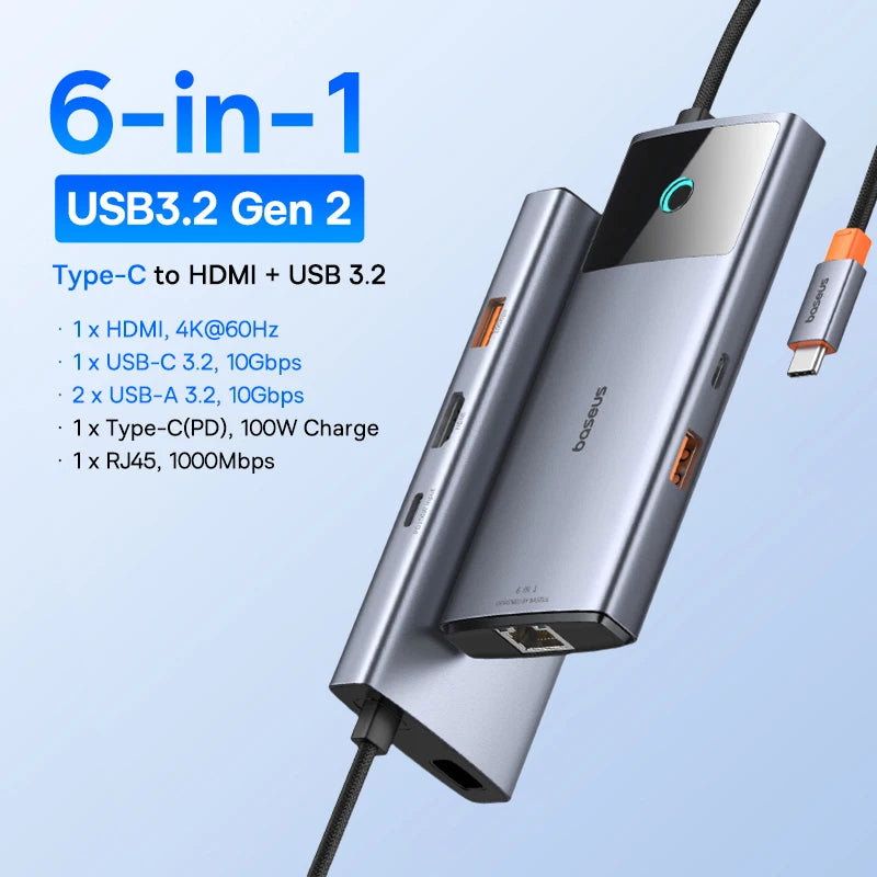 Baseus Dock Pro — תחנת עגינה USB-C עד 13-in-1 | HDMI 8K · PD 100W · RJ45