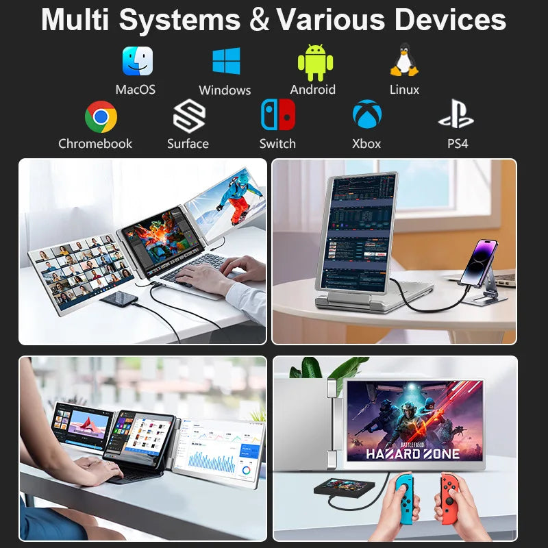 Rospider — מרחיב מסכים כפול ללפטופ | ‏2× מסכי IPS Full HD