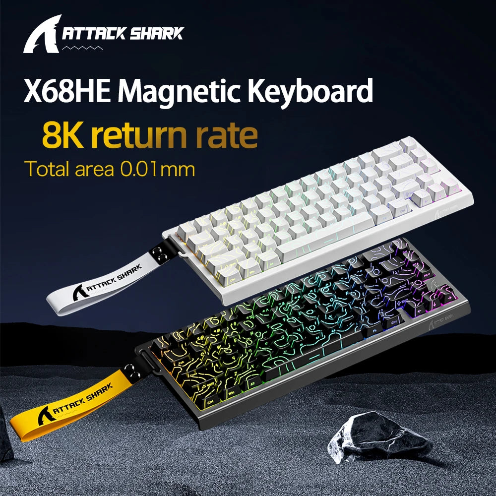 ATTACK SHARK X68HE — מקלדת גיימינג מגנטית מקצועית | Rapid Trigger · 8000Hz