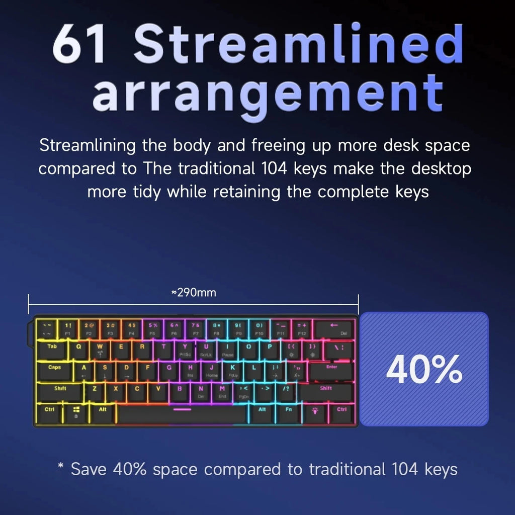 AJAZZ NK61 — מקלדת מכנית קומפקטית 60% | Hot-Swap · RGB
