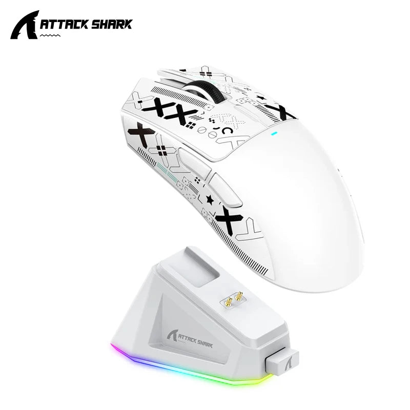 ATTACK SHARK X11 — עכבר גיימינג אלחוטי | PAW3311 · תחנת טעינה RGB