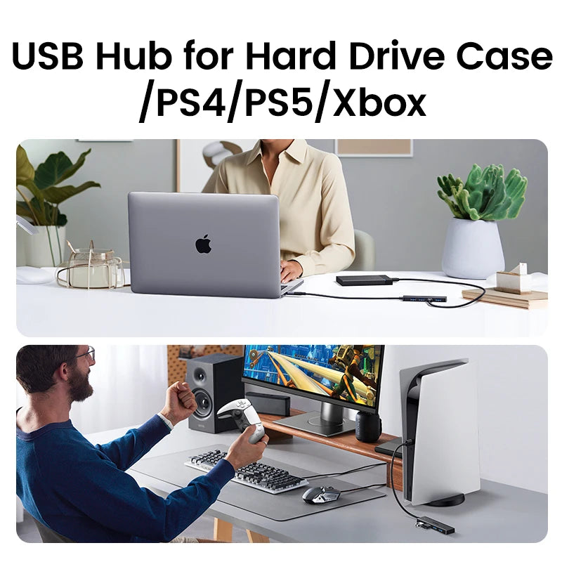 UGREEN Hub 4-Port — מפצל USB 3.0 מקצועי | 4 יציאות · 5Gbps