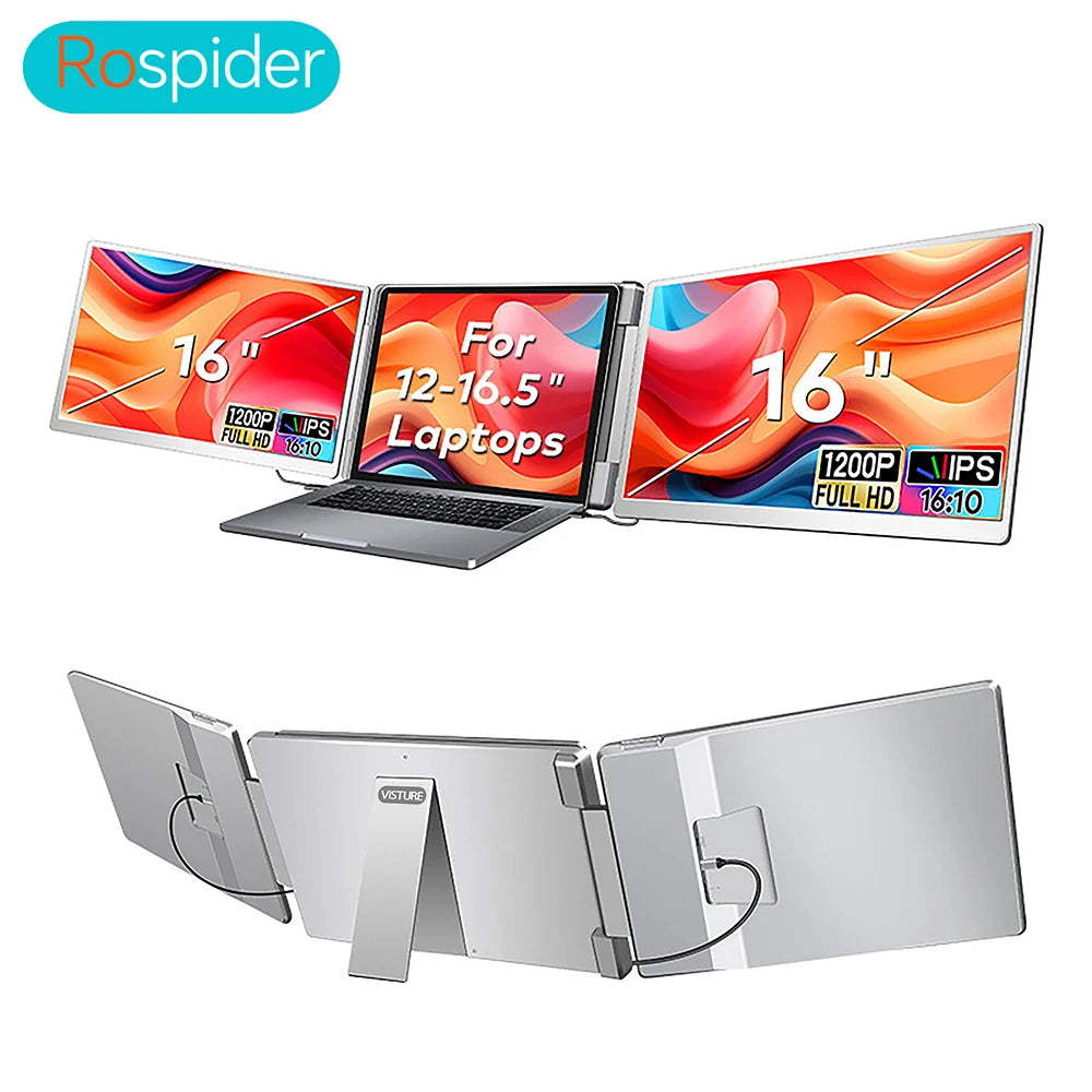 Rospider — מרחיב מסכים כפול ללפטופ | ‏2× מסכי IPS Full HD