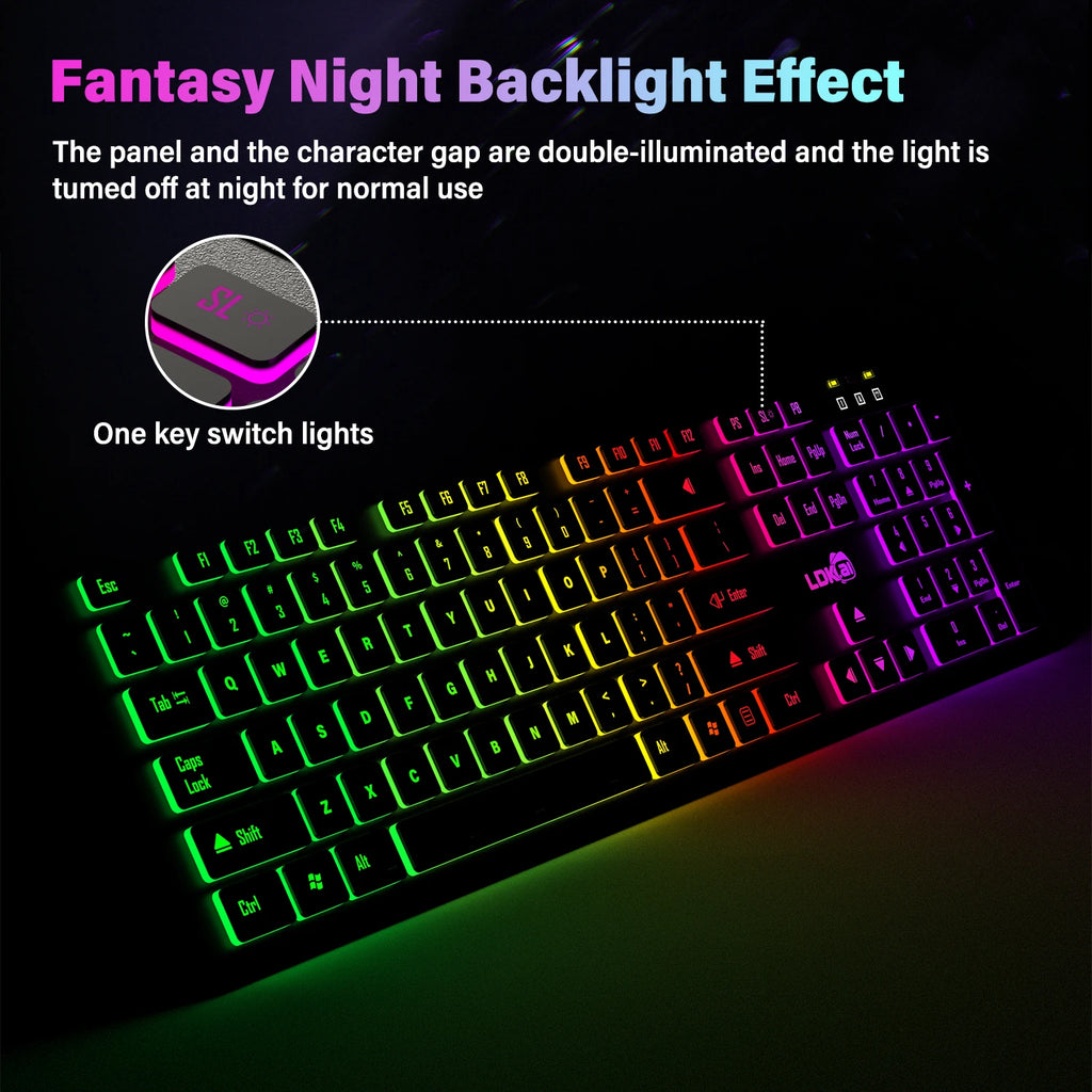 PowerGo SilentPro — מקלדת גיימינג שקטה | תאורת RGB · חיבור USB