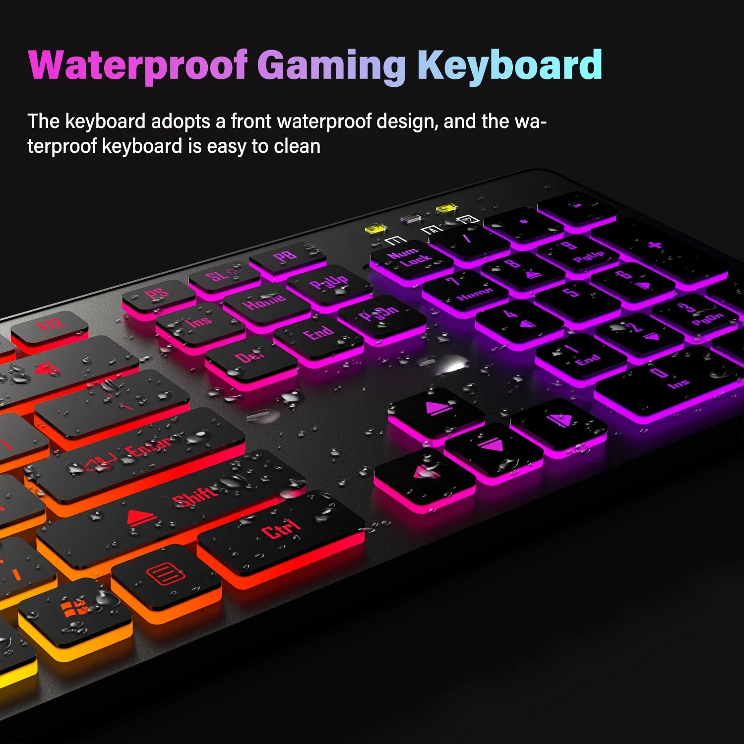 PowerGo SilentPro — מקלדת גיימינג שקטה | תאורת RGB · חיבור USB
