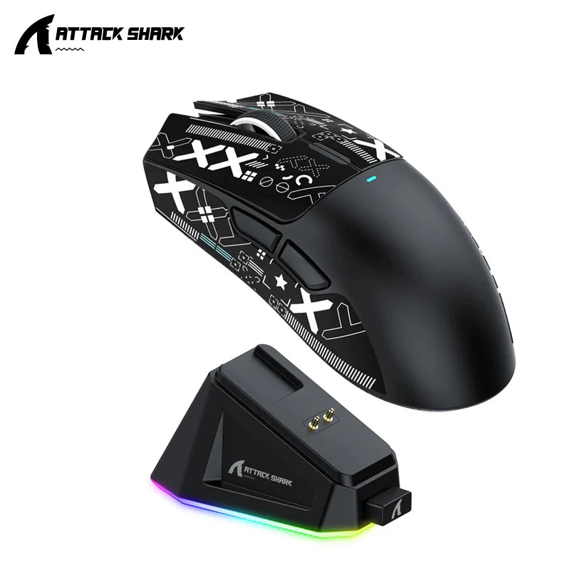 ATTACK SHARK X11 — עכבר גיימינג אלחוטי | PAW3311 · תחנת טעינה RGB
