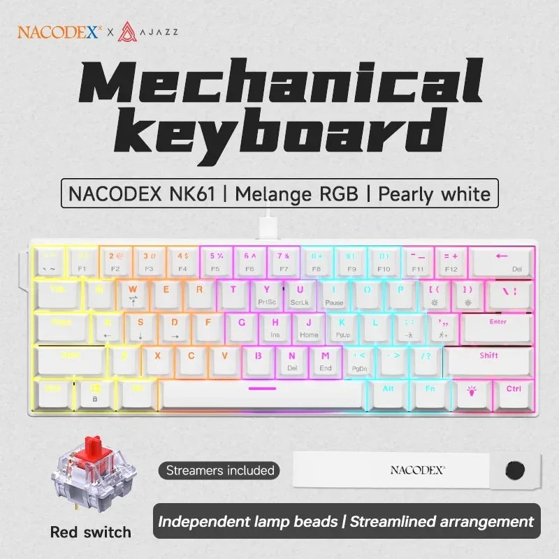 AJAZZ NK61 — מקלדת מכנית קומפקטית 60% | Hot-Swap · RGB