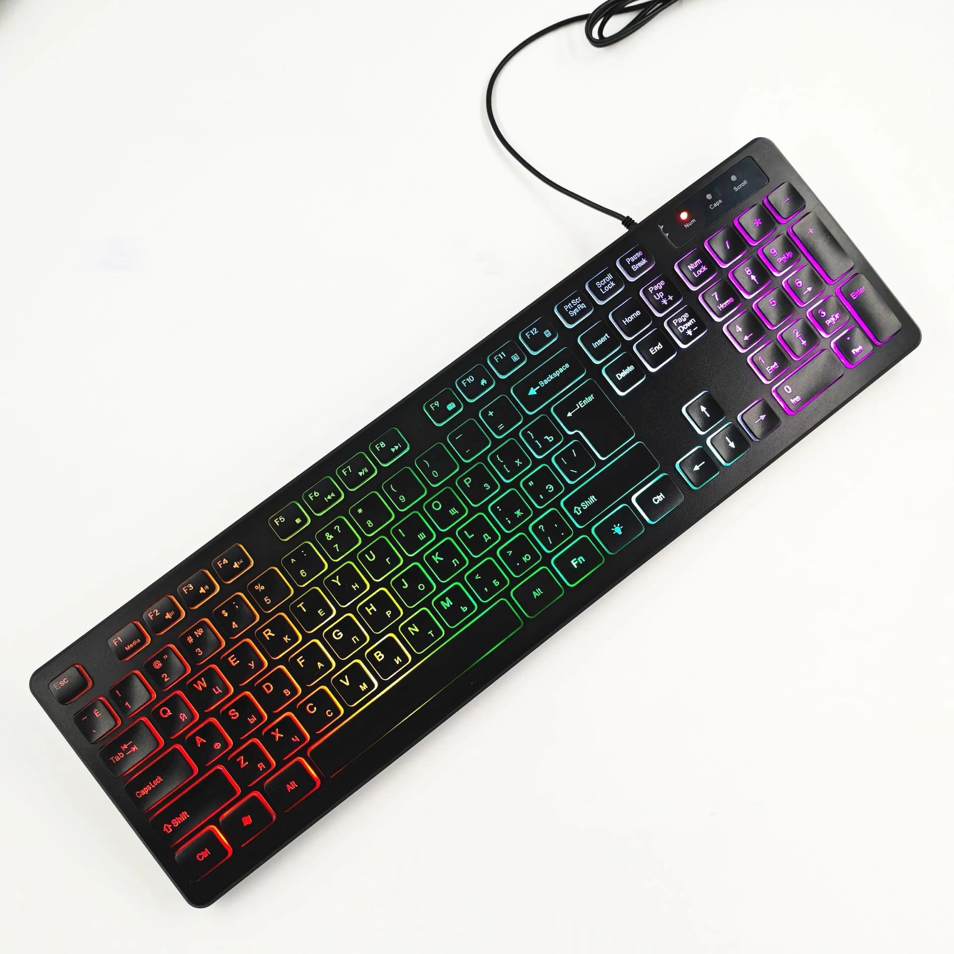 PowerGo SilentPro — מקלדת גיימינג שקטה | תאורת RGB · חיבור USB