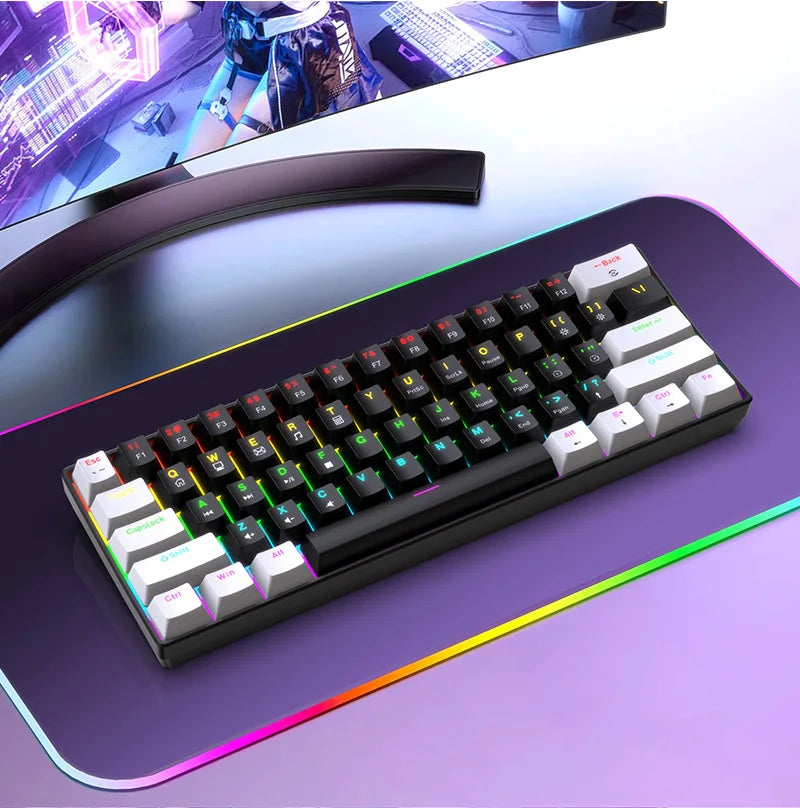PowerGo Click61 — מקלדת מכנית קומפקטית 61 מקשים | Blue Switch · RGB