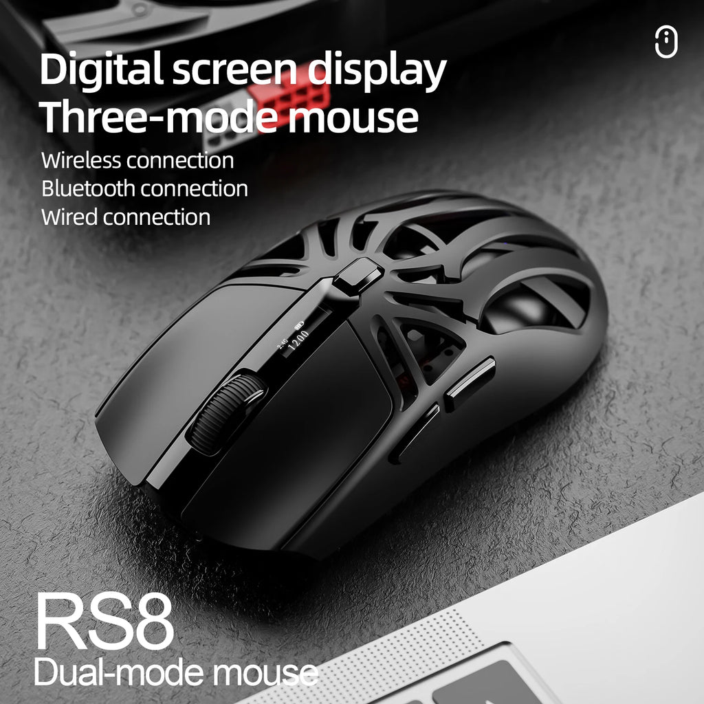 SmailWolf RS8 — עכבר גיימינג תלת-מצבי | 10,000DPI · קל משקל