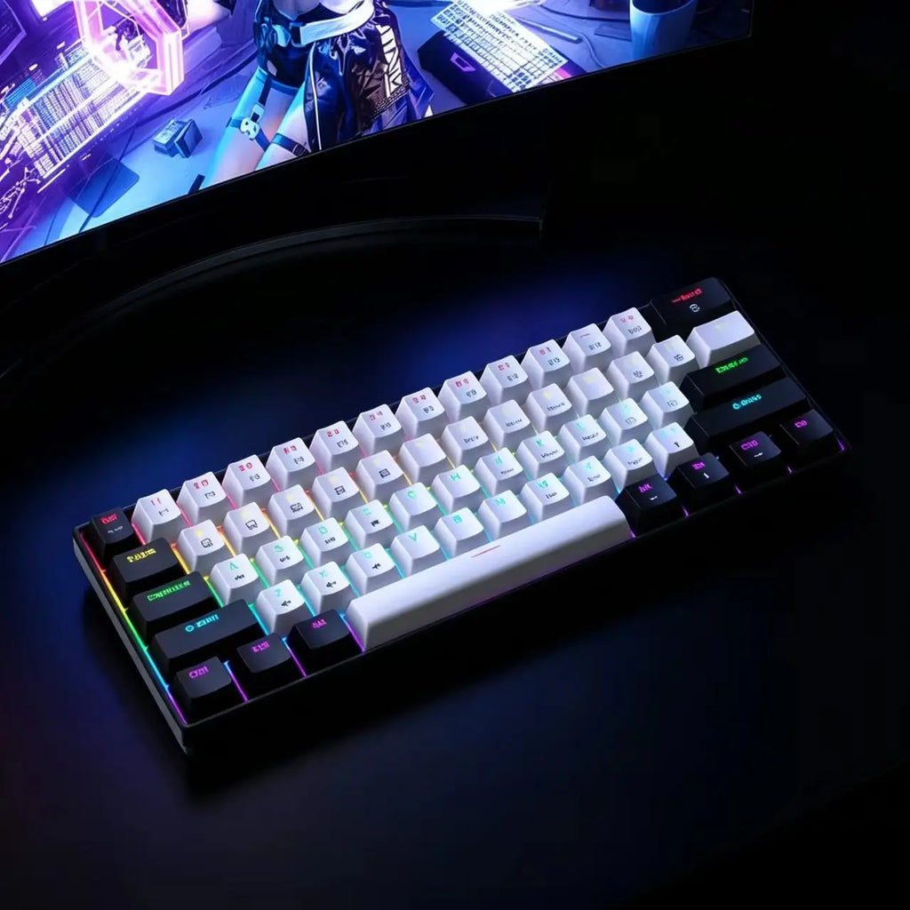 PowerGo Click61 — מקלדת מכנית קומפקטית 61 מקשים | Blue Switch · RGB