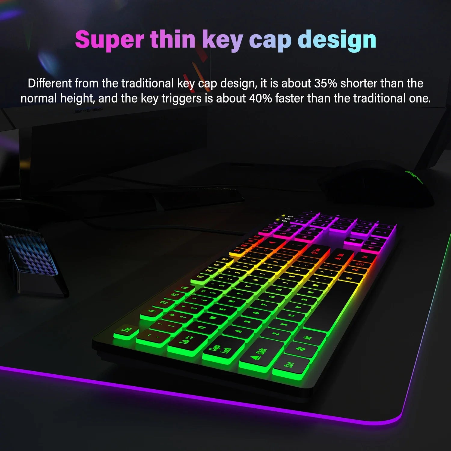 PowerGo SilentPro — מקלדת גיימינג שקטה | תאורת RGB · חיבור USB