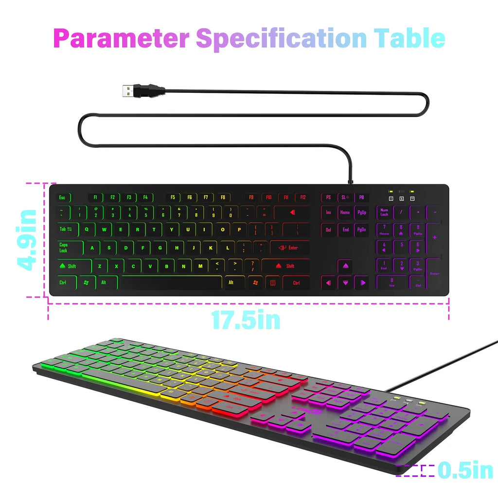 PowerGo SilentPro — מקלדת גיימינג שקטה | תאורת RGB · חיבור USB