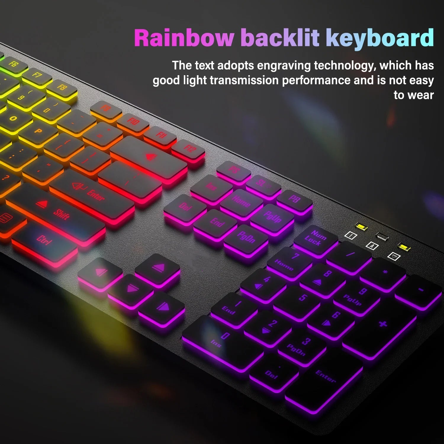 PowerGo SilentPro — מקלדת גיימינג שקטה | תאורת RGB · חיבור USB