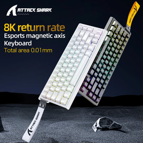 ATTACK SHARK X68HE — מקלדת גיימינג מגנטית מקצועית | Rapid Trigger · 8000Hz