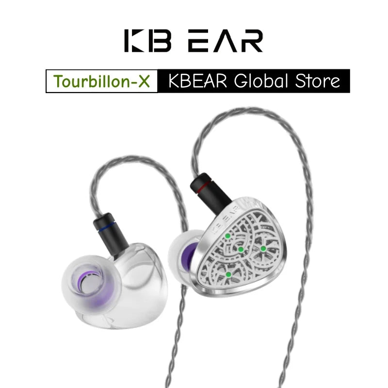 KBEAR Tourbillon TB-X — אוזניות גיימינג In-Ear | דרייבר סיבי פחמן · בס עמוק