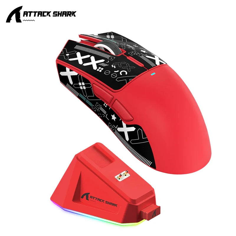 ATTACK SHARK X11 — עכבר גיימינג אלחוטי | PAW3311 · תחנת טעינה RGB
