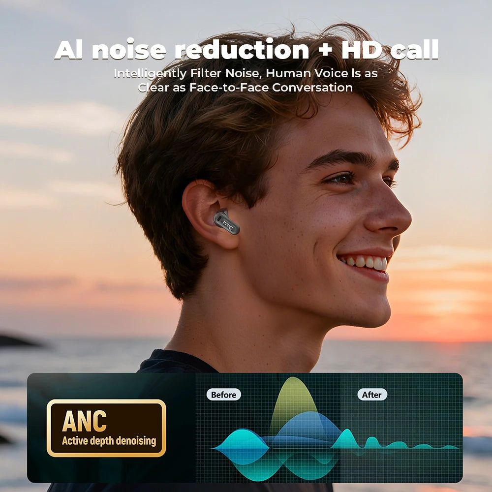 HTC NE20 — אוזניות אלחוטיות פרימיום | מסך מגע · תרגום סימולטני AI
