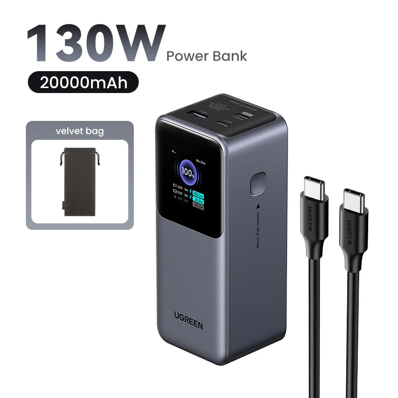 UGREEN Nexode 200W — מטען נייד פרימיום 25,000mAh | תצוגה חכמה · USB-C PD