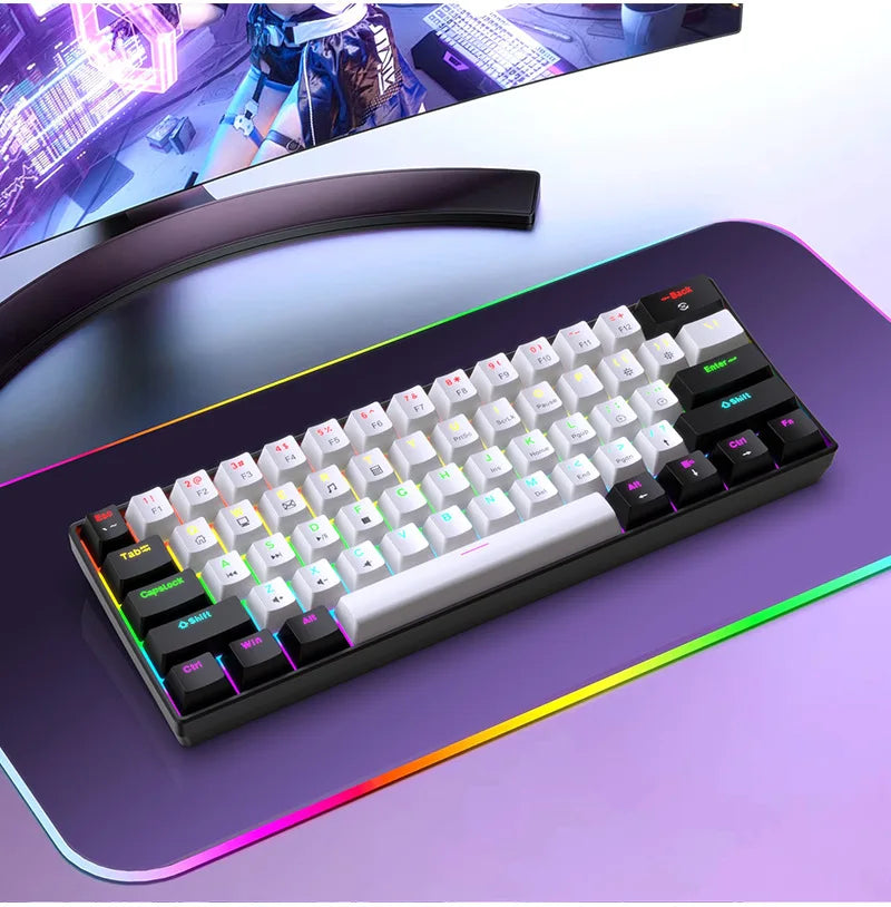 PowerGo Click61 — מקלדת מכנית קומפקטית 61 מקשים | Blue Switch · RGB