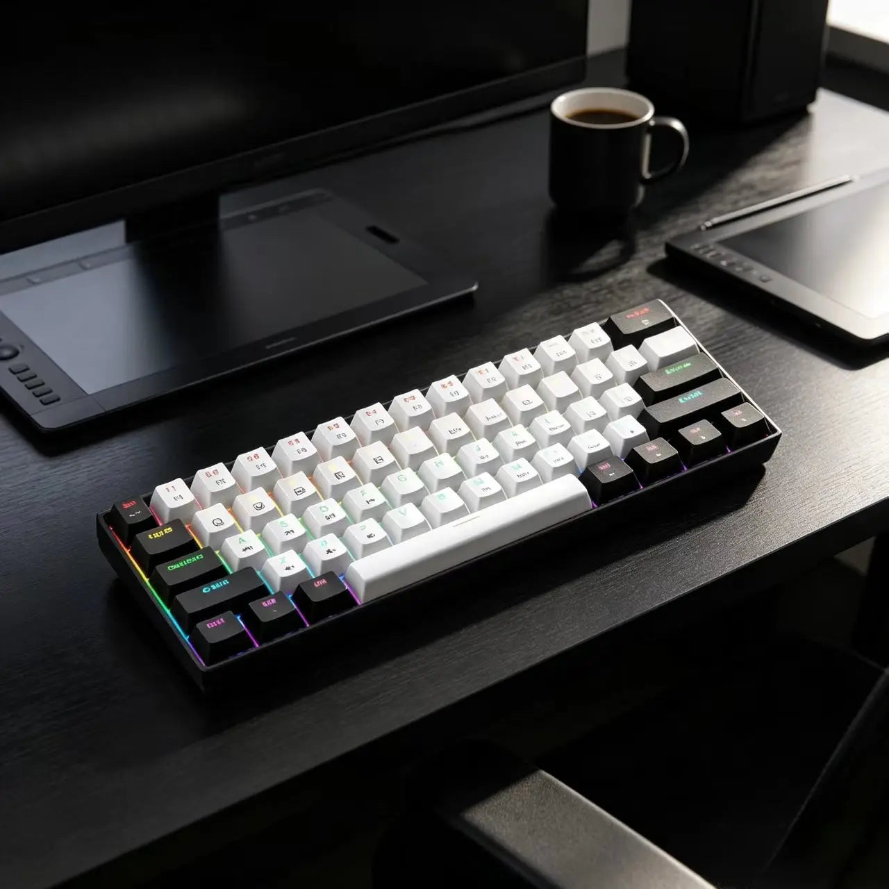 PowerGo Click61 — מקלדת מכנית קומפקטית 61 מקשים | Blue Switch · RGB
