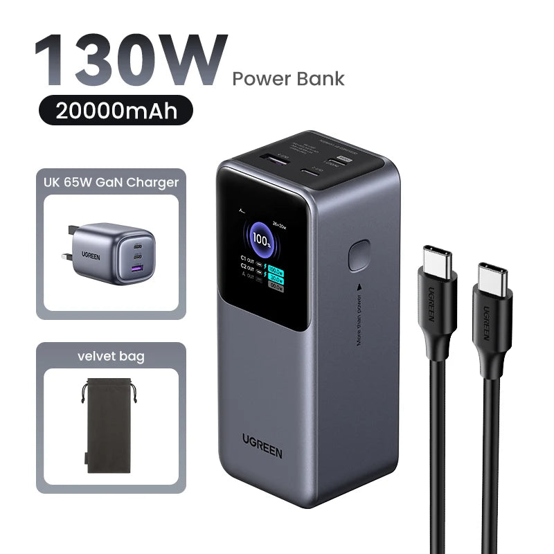 UGREEN Nexode 200W — מטען נייד פרימיום 25,000mAh | תצוגה חכמה · USB-C PD