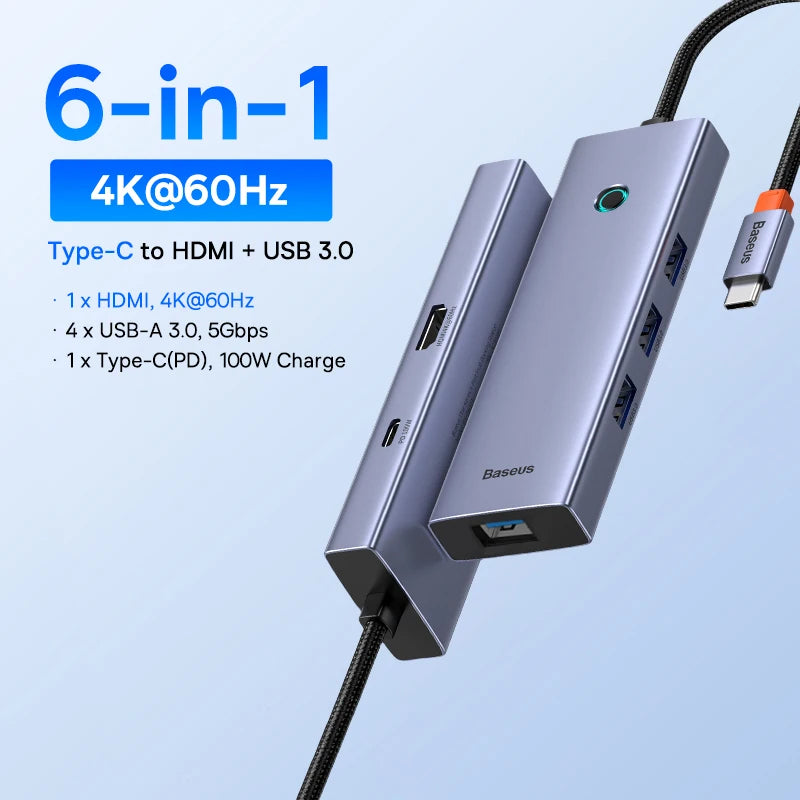 Baseus Dock Pro — תחנת עגינה USB-C עד 13-in-1 | HDMI 8K · PD 100W · RJ45