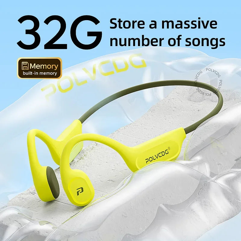 POLVCDG X9 — אוזניות הולכת עצם לשחייה | IPX8 · נגן MP3 מובנה 32GB