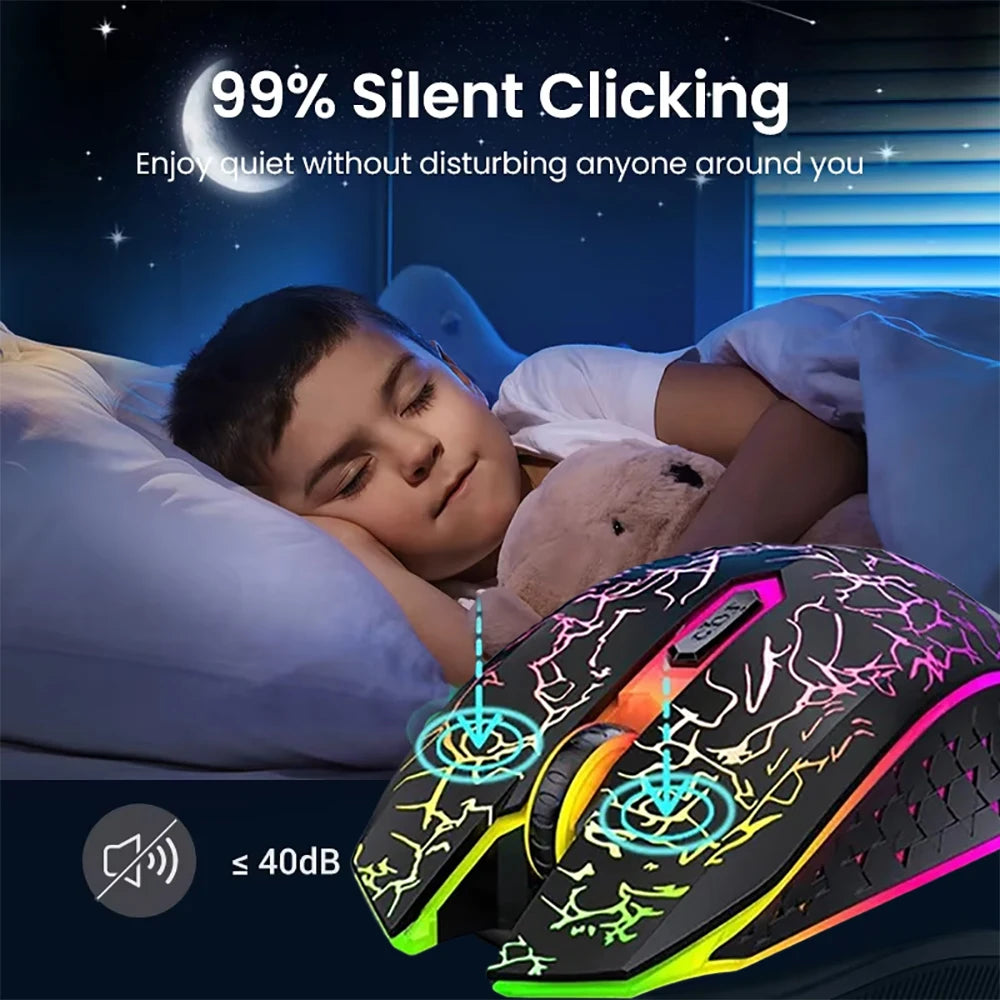 PowerGo Spectrum — עכבר RGB אלחוטי | Bluetooth · 2.4G · שקט