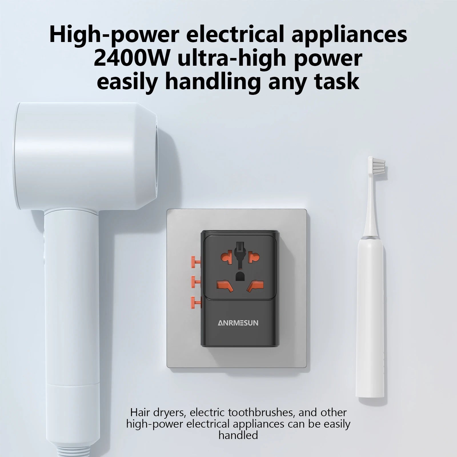 PowerGo Voyager 65W — מתאם נסיעות אוניברסלי | ‏4×AC · USB-C PD · לכל העולם