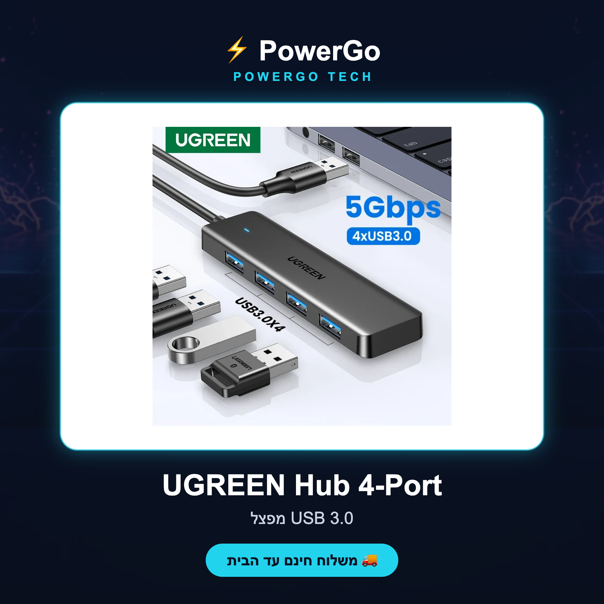 UGREEN Hub — קאבר PowerGo