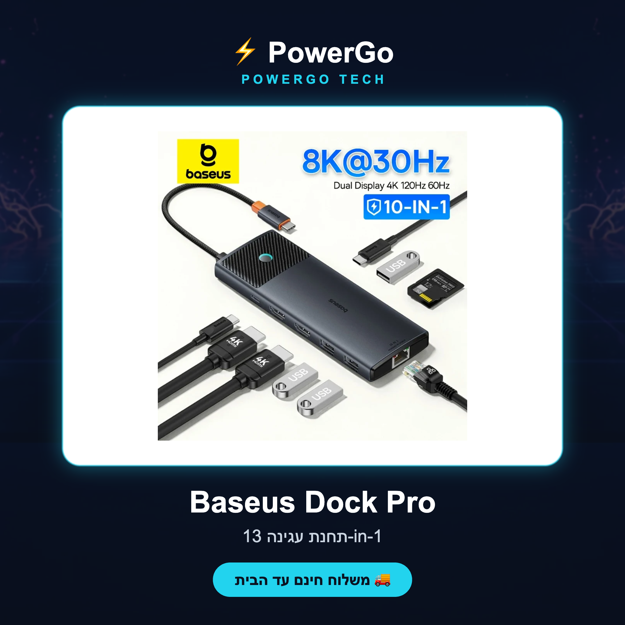 Baseus Dock Pro — קאבר PowerGo